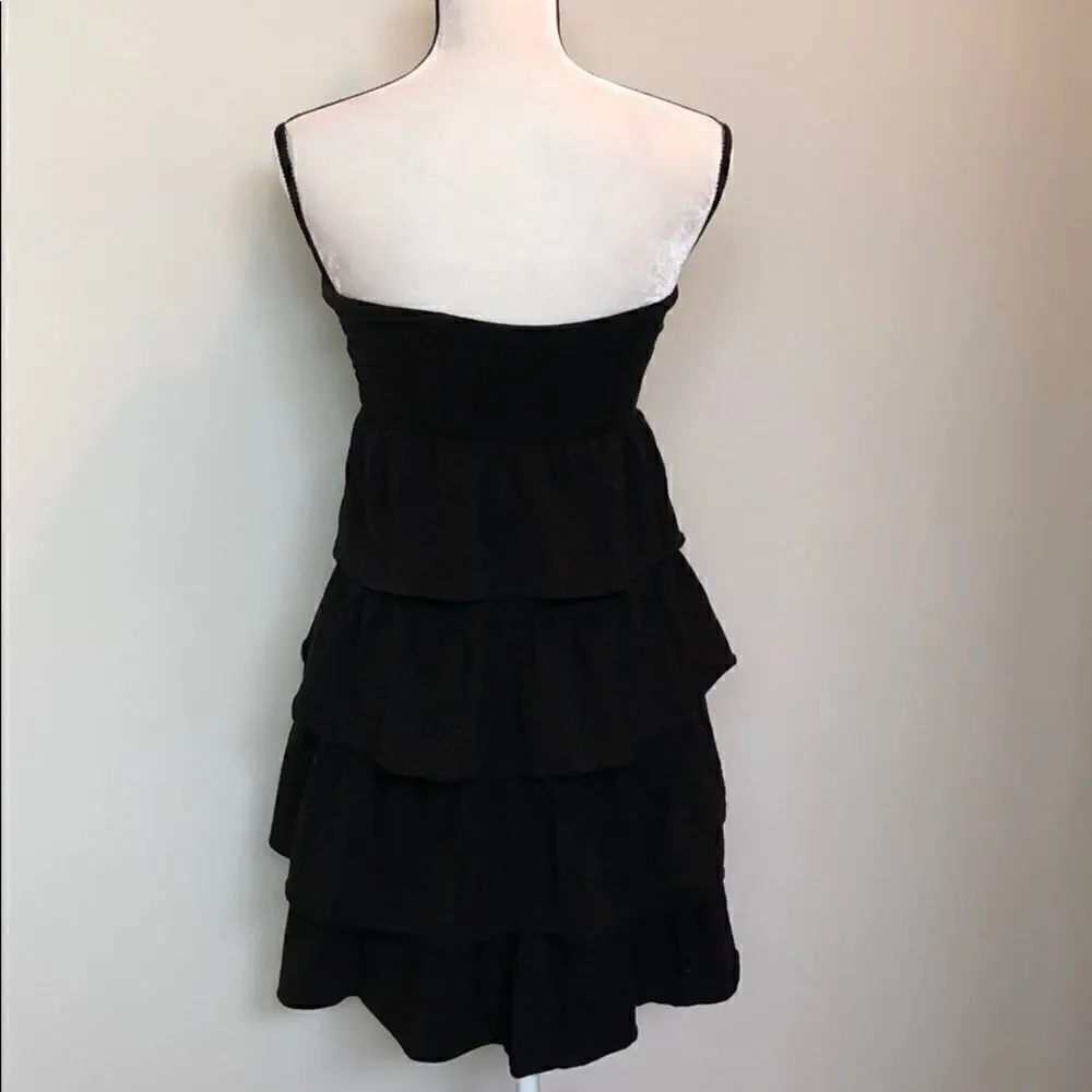 Jcrew black tiered ruffled dress or coverup size S - Picture 3 of 3